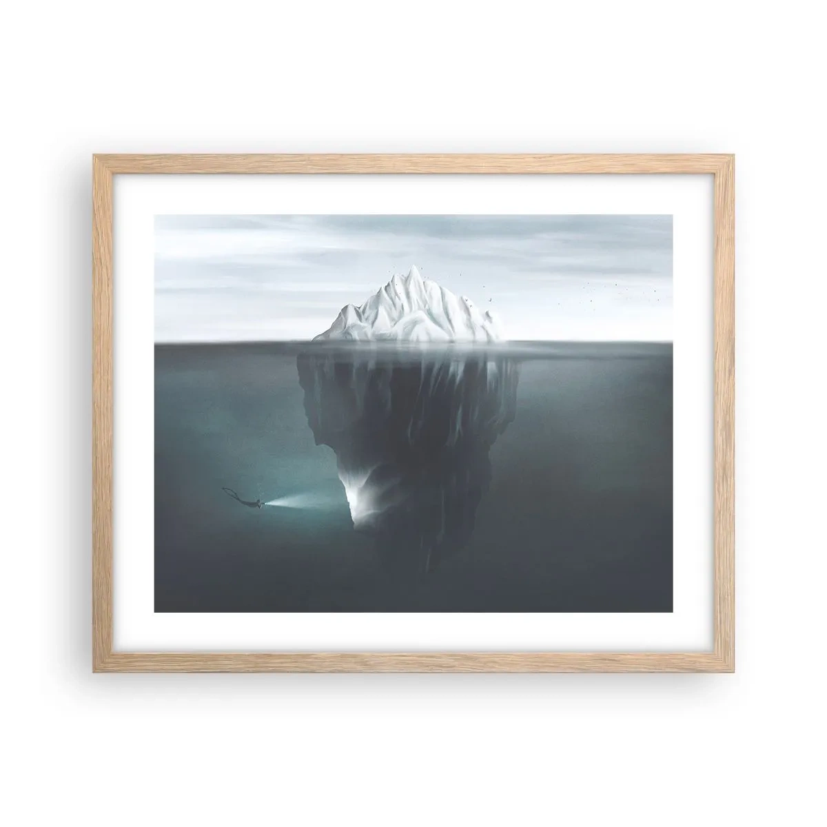 Pôster com moldura de carvalho claro - Mistério subaquático - 50x40 cm