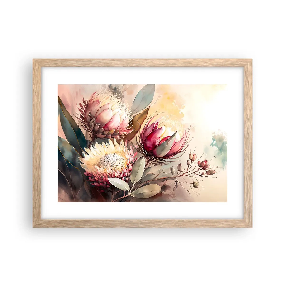 Pôster com moldura de carvalho claro - De perfil e de frente - 40x30 cm