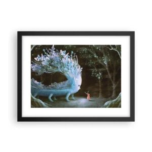 Pôster com moldura preta - Encontro fantástico - 40x30 cm