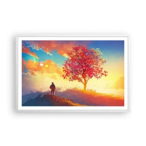 Pôster em moldura branca - O peregrino no seu destino - 91x61 cm