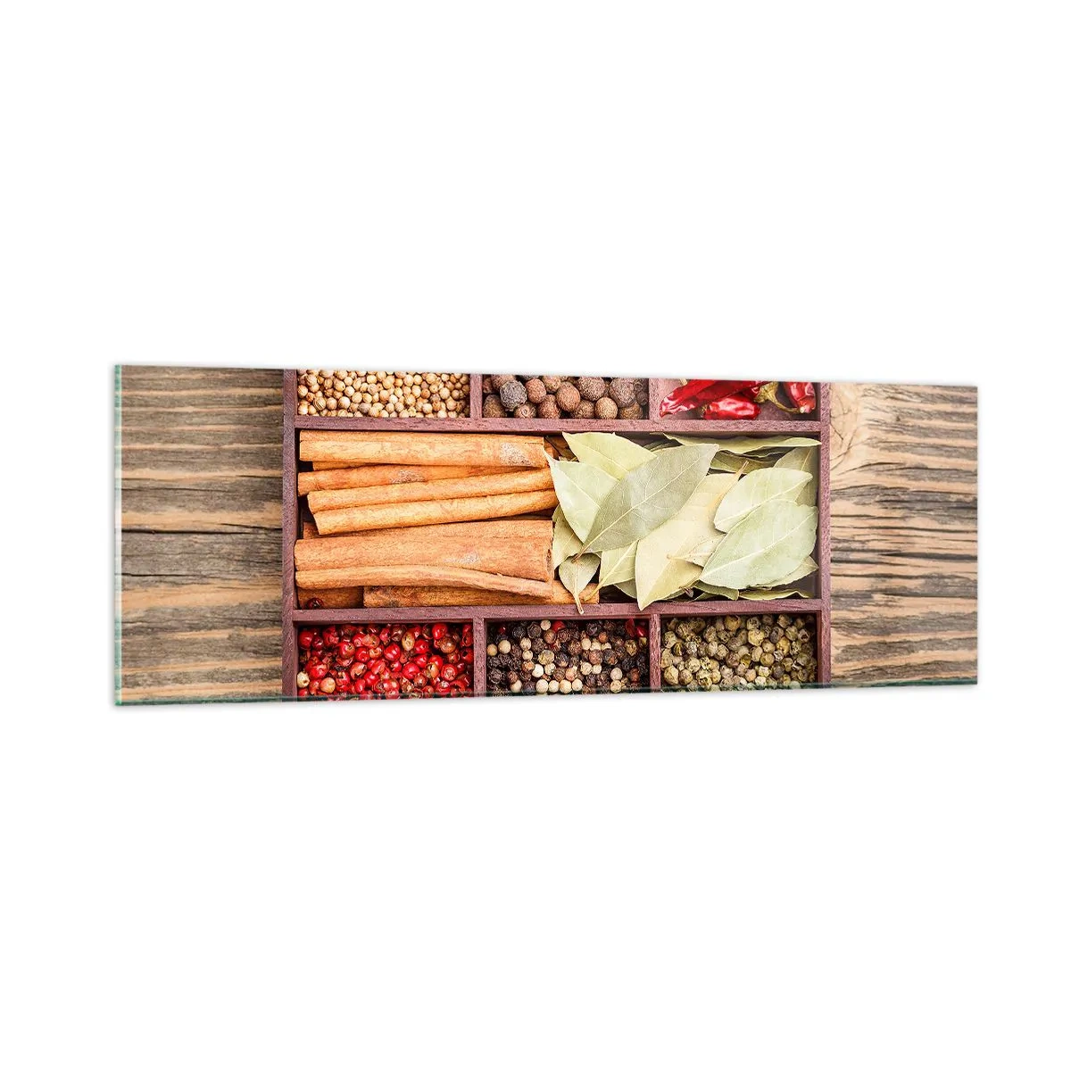 Quadro em vidro - Ordem das formas, um ramo de aromas - 90x30 cm
