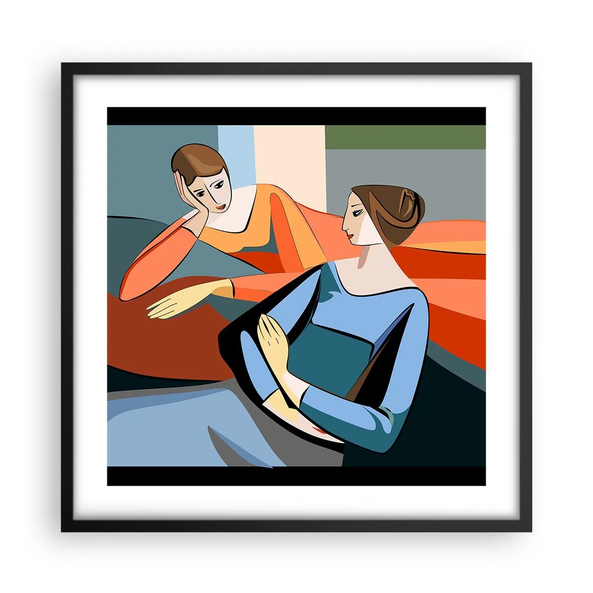 Pôster com moldura preta - Um momento de confiança - 50x50 cm