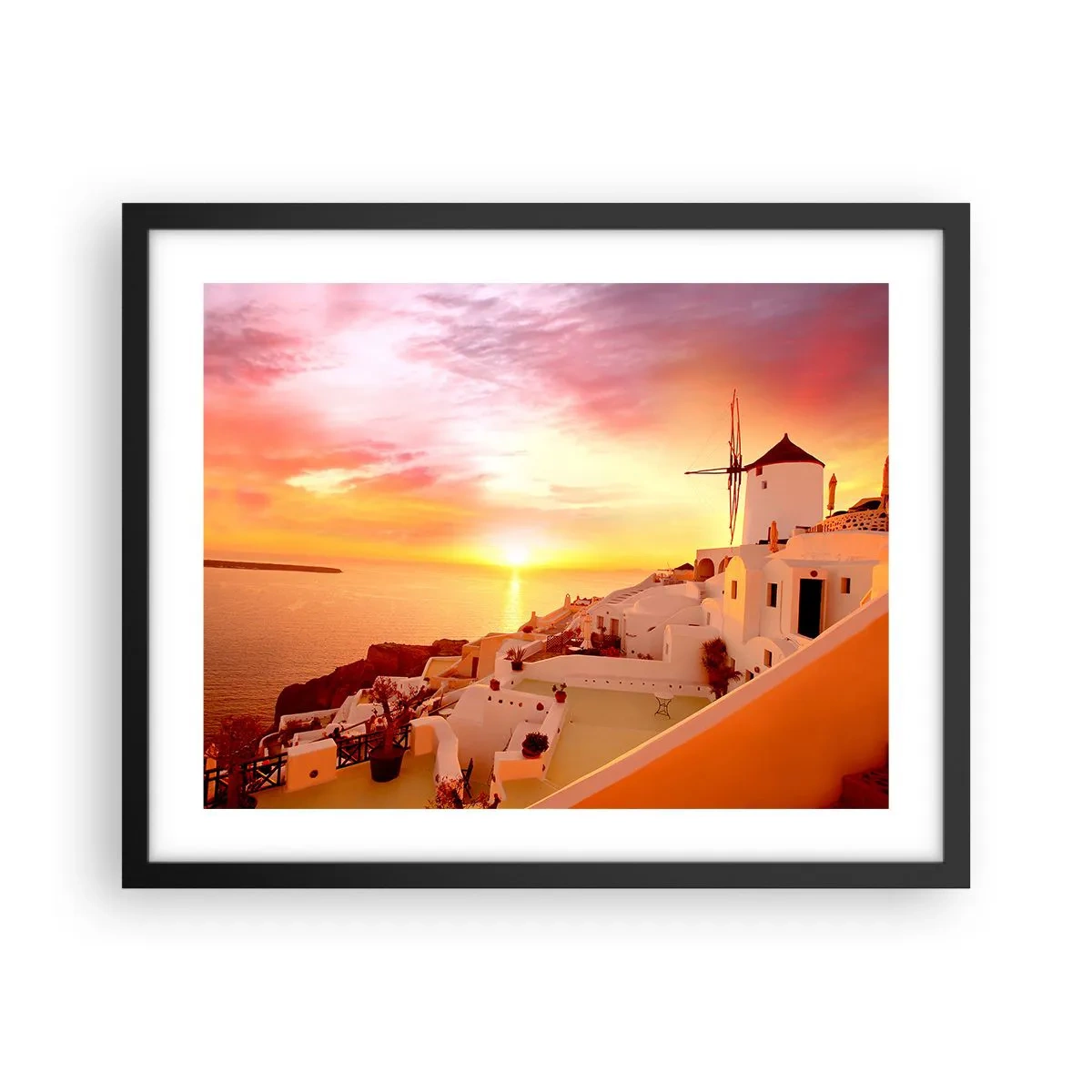 Pôster com moldura preta - Derreter em branco e ouro - 50x40 cm