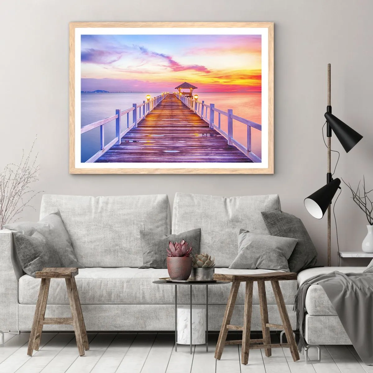 Pôster com moldura de carvalho claro - O silêncio lilás-dourado da noite - 100x70 cm