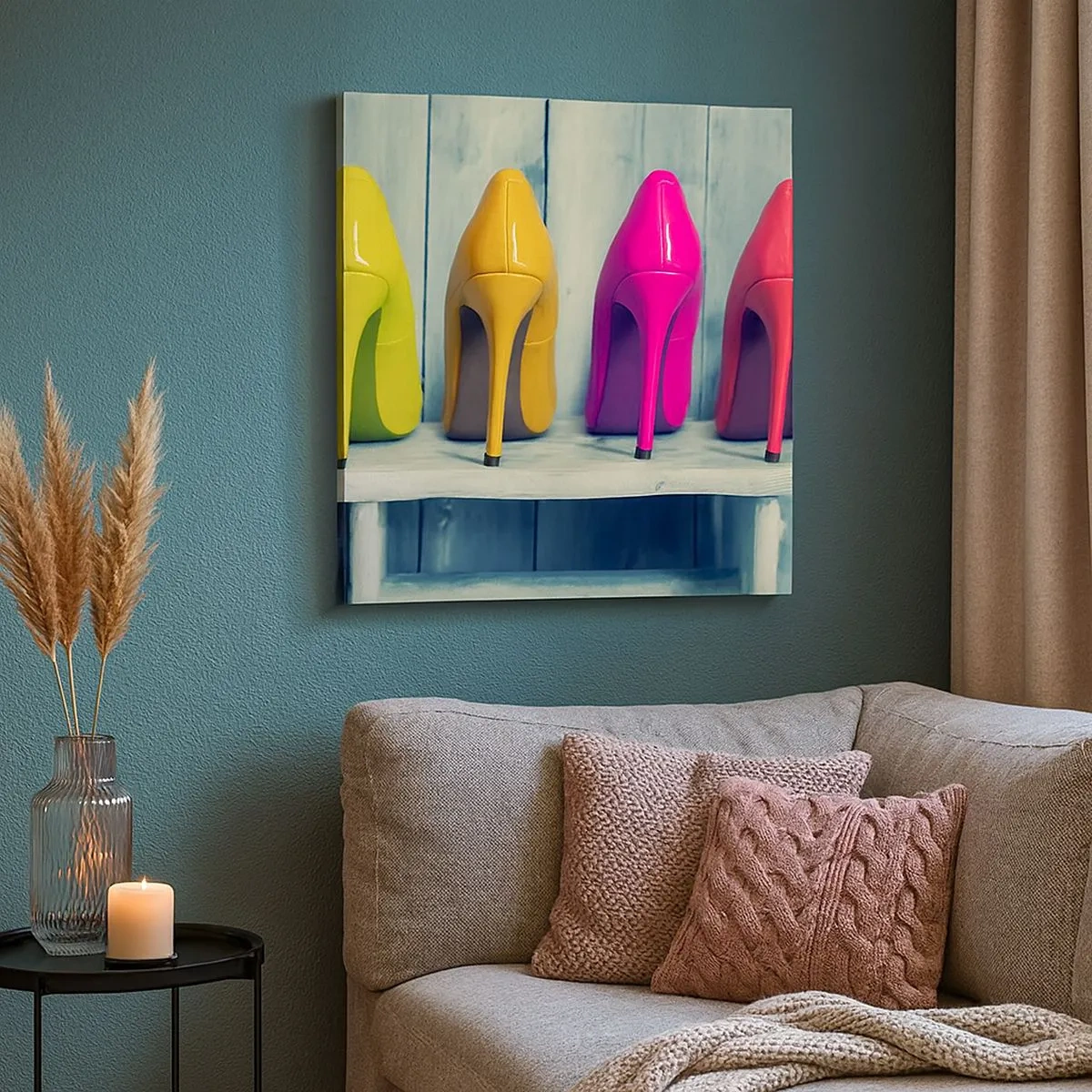 Quadro em tela - Um passeio no arco-íris - 30x30 cm