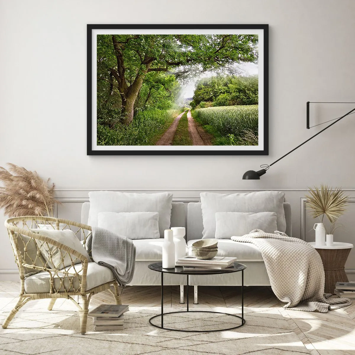 Pôster com moldura preta - Os pastores de Arcadia - 100x70 cm