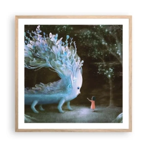 Pôster com moldura de carvalho claro - Encontro fantástico - 60x60 cm