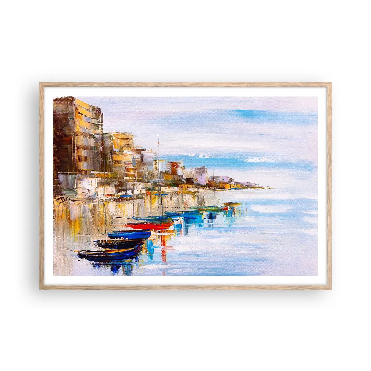 Pôster com moldura de carvalho claro - Um refúgio urbano multicolorido - 100x70 cm