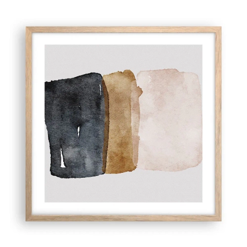 Pôster com moldura de carvalho claro - Composição das cores da terra - 50x50 cm
