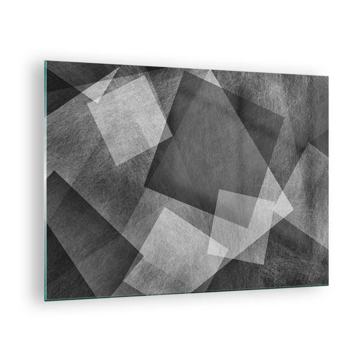 Quadro em vidro - Abstração geométrica em tons de preto, branco e cinza - 70x50cm - Um eterno símbolo da durabilidade e da ordem - Decoração de parede moderna para a sala de estar e quarto ARTTOR