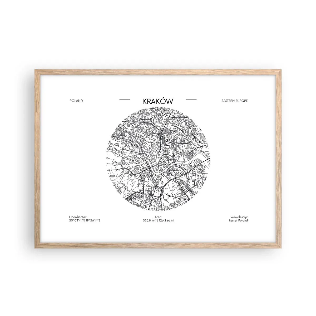 Pôster com moldura de carvalho claro - Anatomia de Cracóvia - 70x50 cm