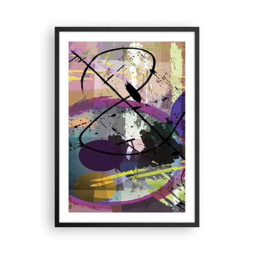 Pôster com moldura preta - Composição abstrata com formas geométricas - 50x70cm - Pode ir direto ou ao redor - Decoração de parede moderna para a sala de estar e quarto ARTTOR