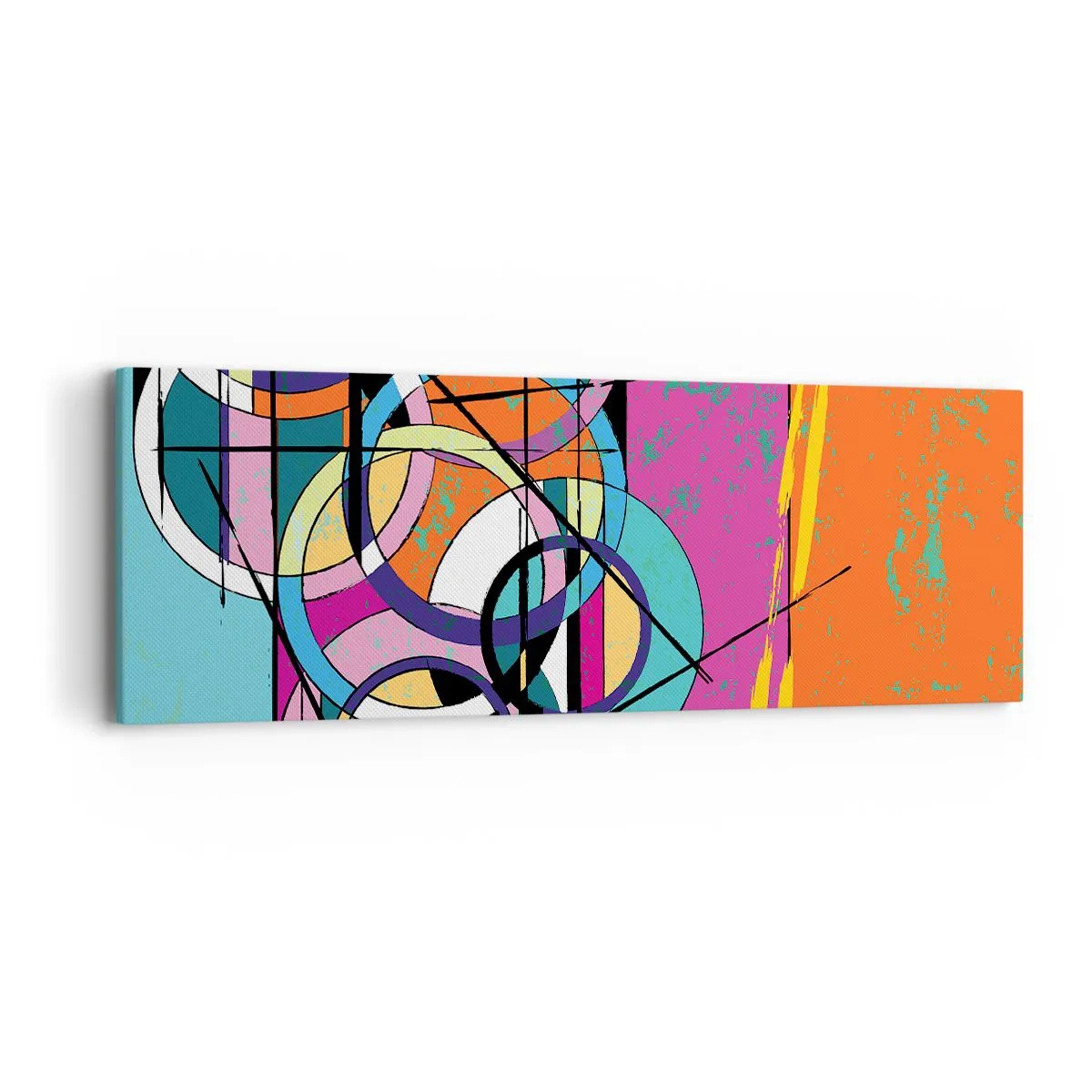 Quadro em tela - Círculo entre círculos - 90x30 cm