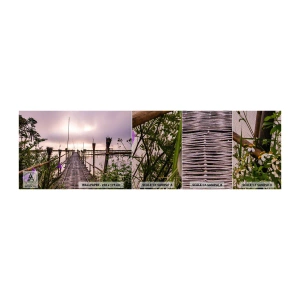 Amostra de papel de parede Premium Sand - Paz e tranquilidade da Ásia - Paisagem, Rio, Bambu - 100x30 cm