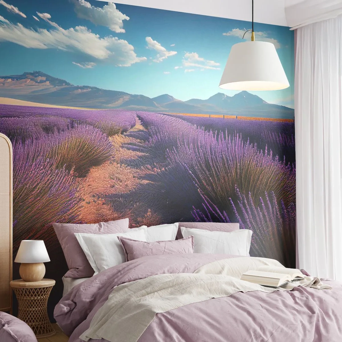 Papel de Parede Autocolante Deluxe Sticker - Campos perfumados - Lavanda, Horizonte, Paisagem - 400x280 cm