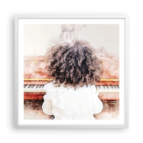 Pôster em moldura branca - Num mundo novo - 60x60 cm