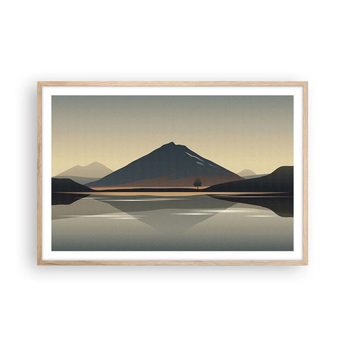 Pôster com moldura de carvalho claro - Reflexo de espelho - 91x61 cm