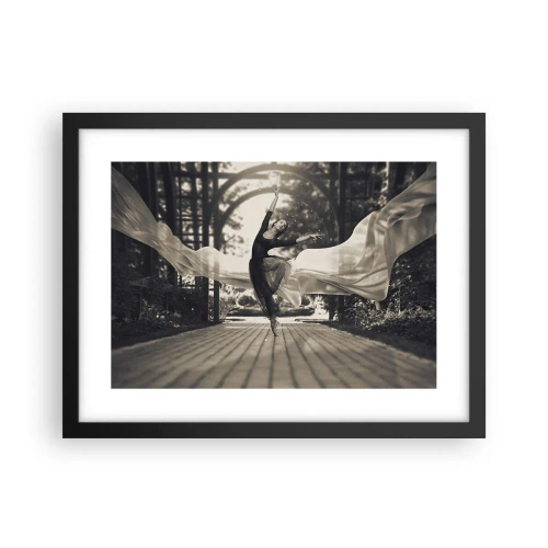 Pôster com moldura preta - A dança do espírito do jardim - 40x30 cm
