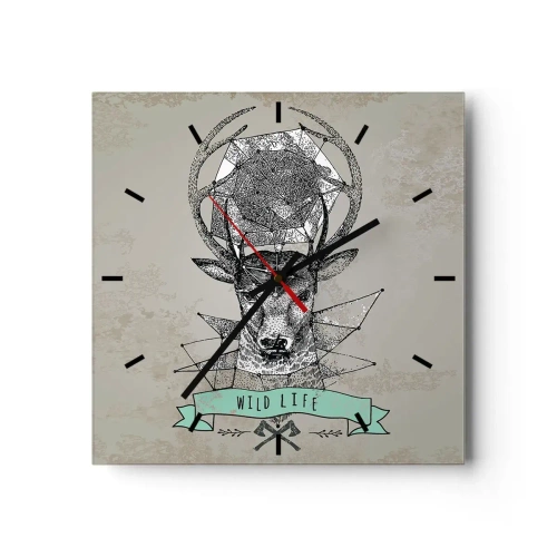 Relógio de parede - Relógio em vidro - A Visão de Santo Hubertus - 30x30 cm
