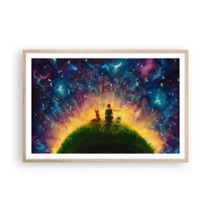 Pôster com moldura de carvalho claro - Amor e amizade - o mundo inteiro - 91x61 cm