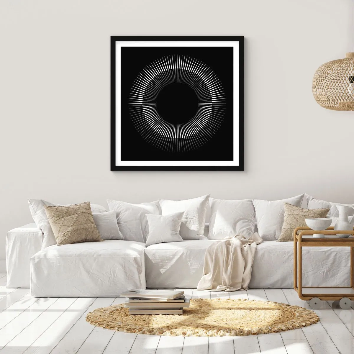 Pôster com moldura preta - Sol preto - 30x30 cm