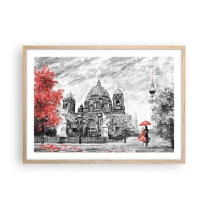 Pôster com moldura de carvalho claro - Reunião em Berlim - 70x50 cm