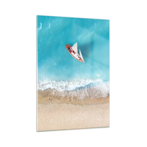 Quadro em vidro - No limite do azul e do ouro - 50x70 cm