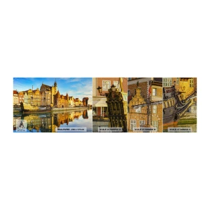 Amostra de papel de parede Premium Sand - Imagem espelhada do passado - Cidade, Gdańsk, Arquitetura - 100x30 cm