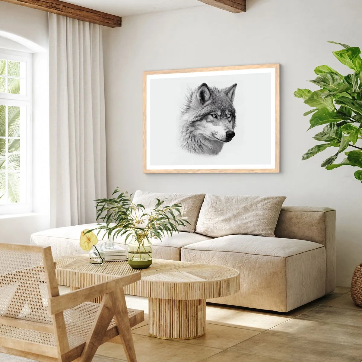 Pôster com moldura de carvalho claro - Alfa – sem dúvida - 100x70 cm