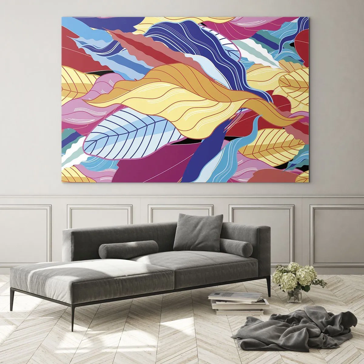 Quadro em vidro - Bagunça colorida - 120x80 cm