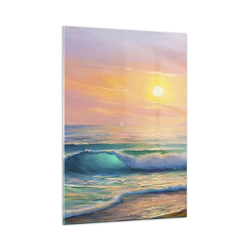 Quadro em vidro - O canto turquesa das ondas - 50x70 cm