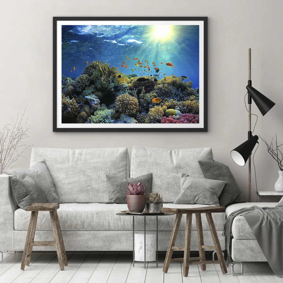 Pôster com moldura preta - Tesouros subaquáticos - 70x50 cm