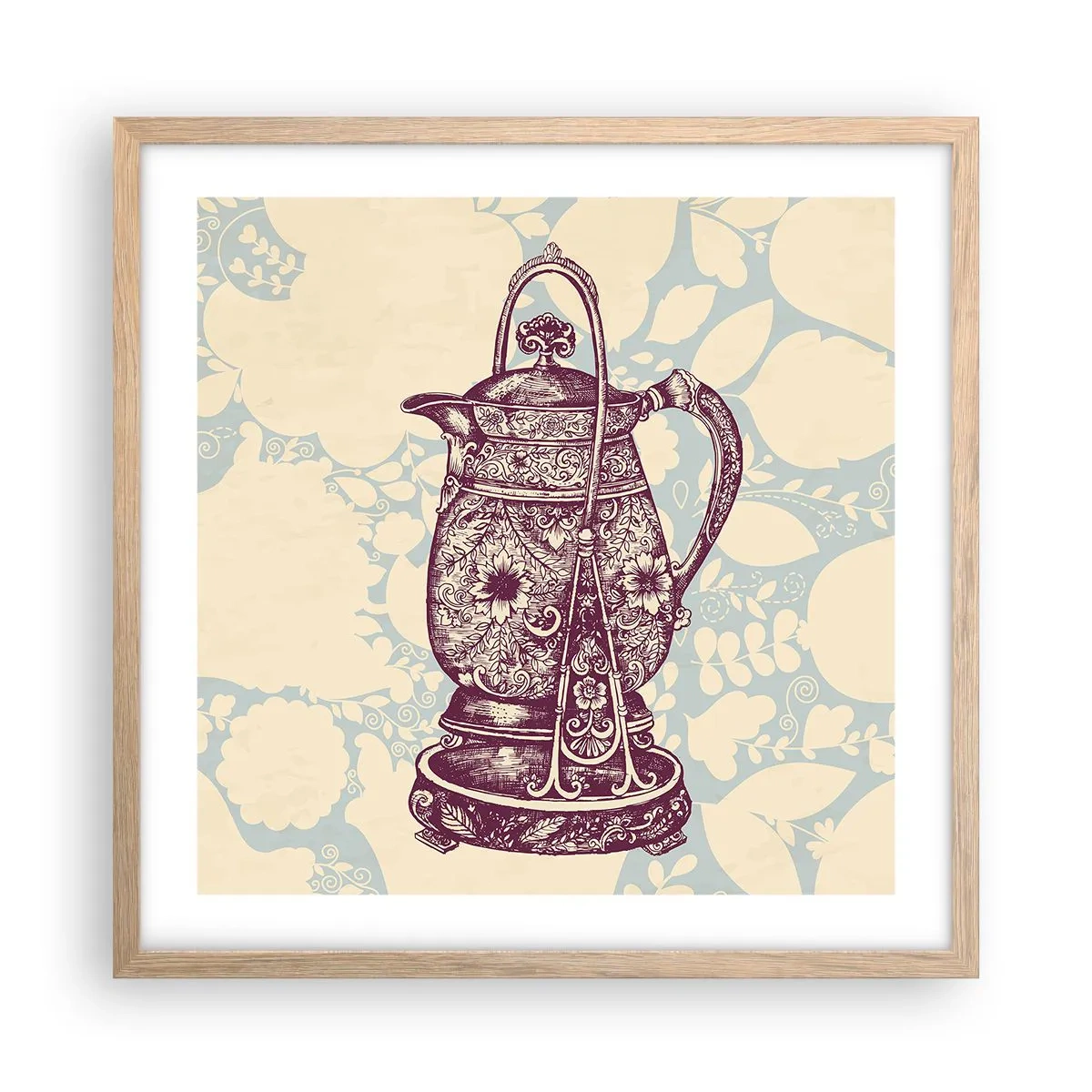 Pôster com moldura de carvalho claro - A beleza da vida cotidiana - 50x50 cm