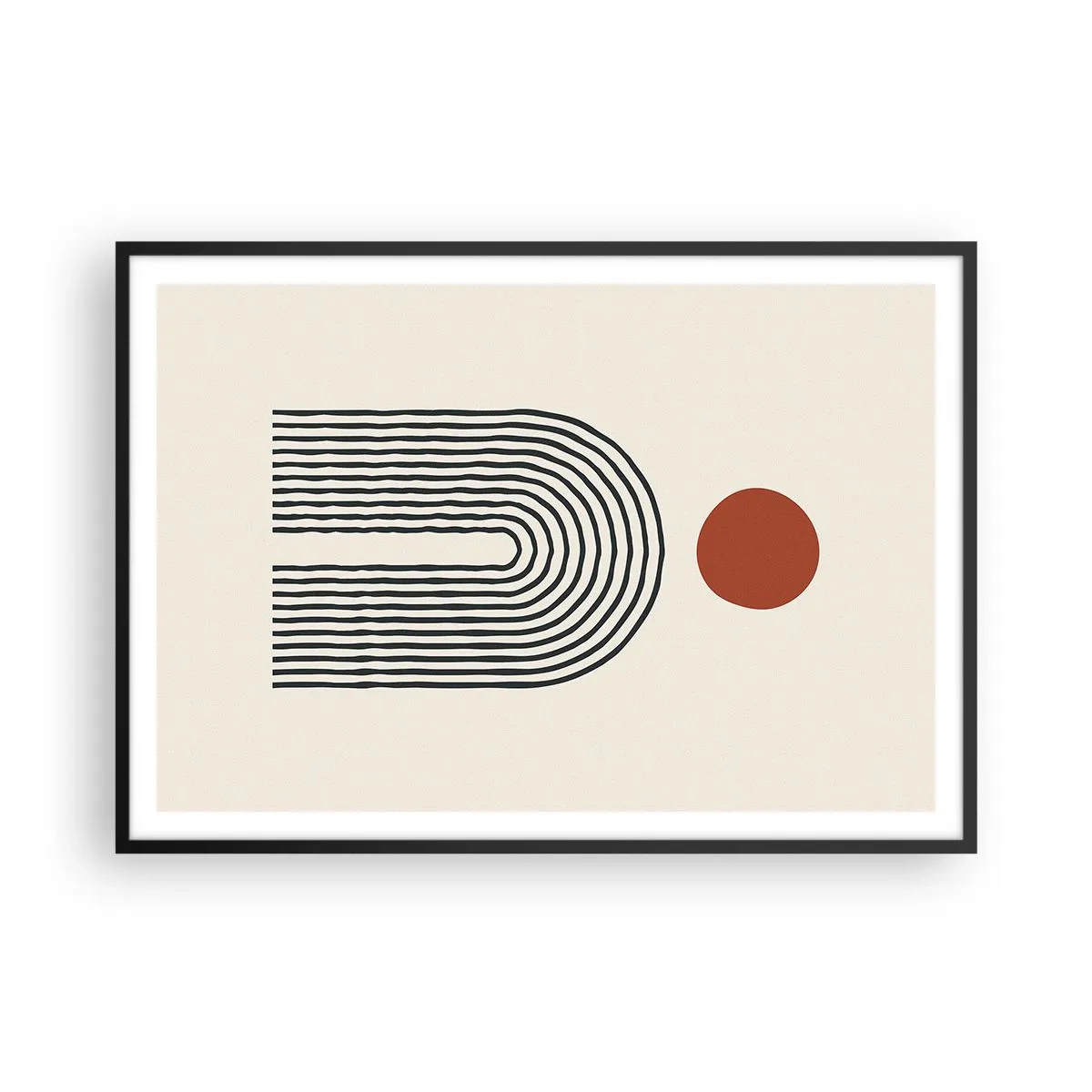 Pôster com moldura preta - Magnetismo de formas e cores - 100x70 cm