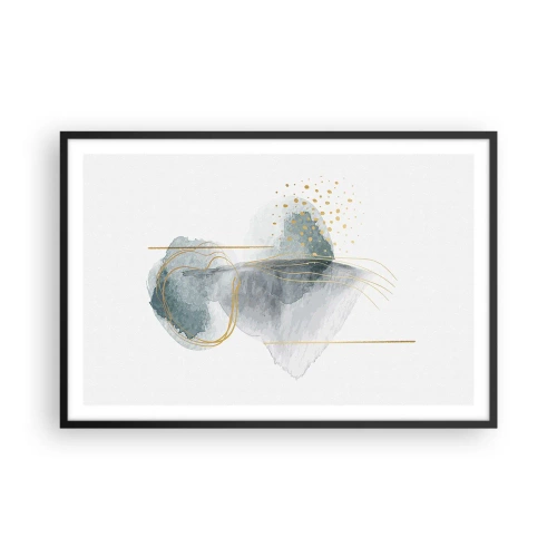 Pôster com moldura preta - Sobre a relação entre o cinza e o dourado - 91x61 cm