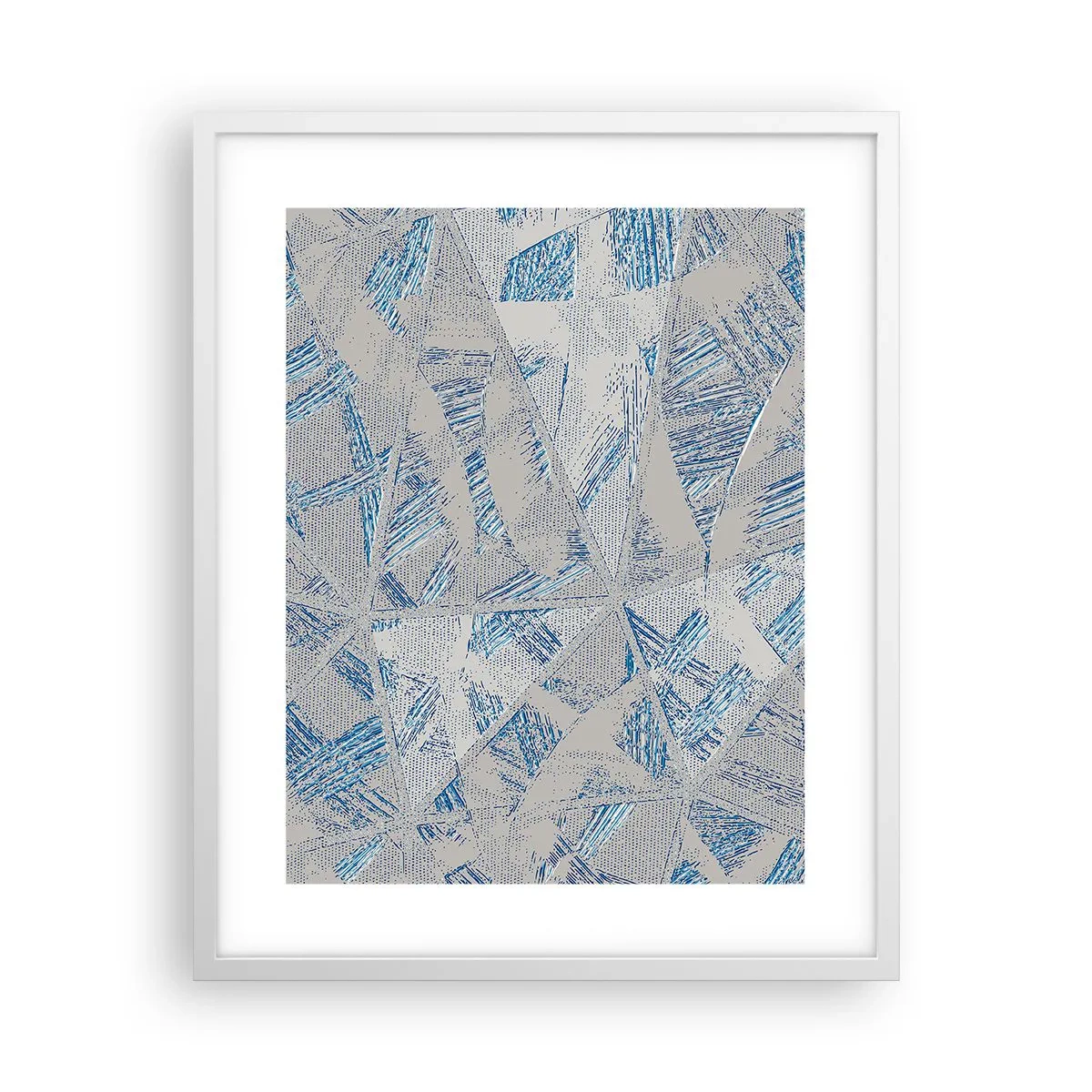 Pôster em moldura branca - Em um labirinto azul e cinza - 40x50 cm