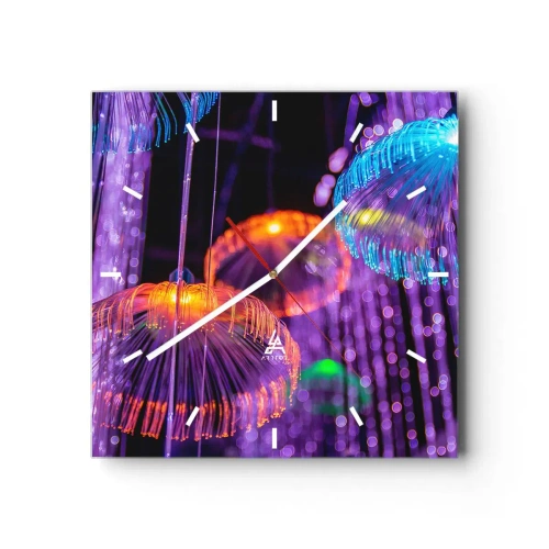 Relógio de parede - Relógio em vidro - Fonte de luz - 30x30 cm