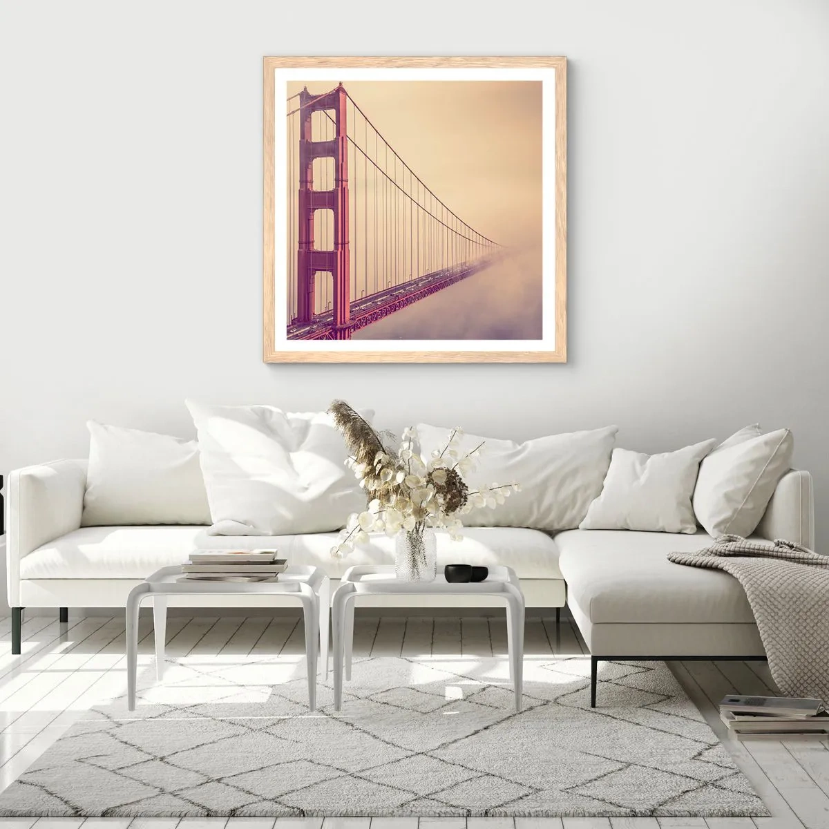 Pôster com moldura de carvalho claro - Entre o céu e a terra - 50x50 cm