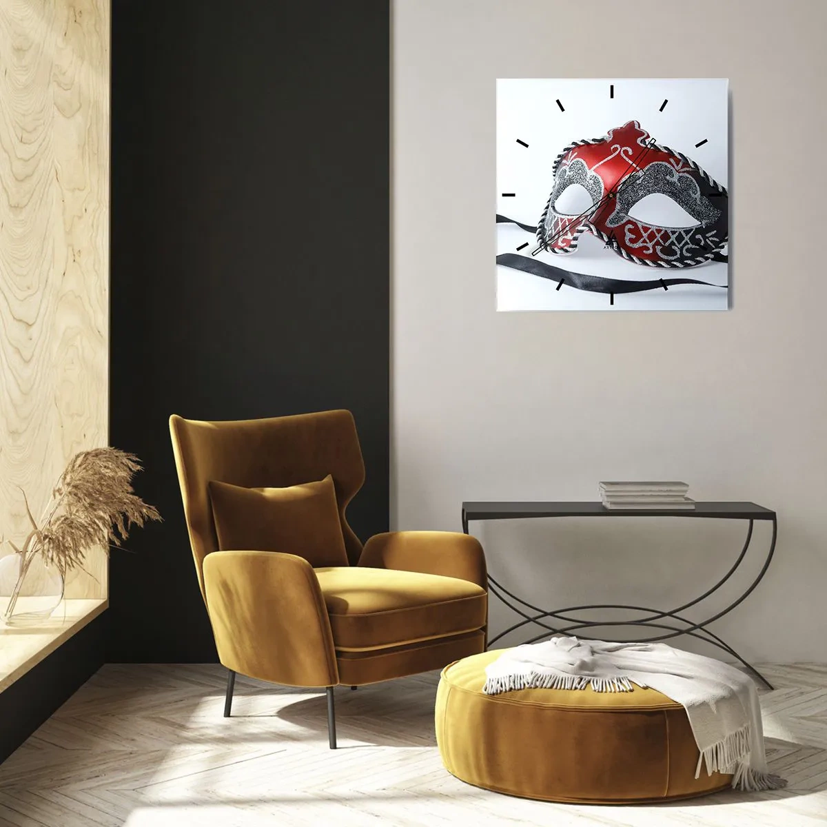 Relógio de parede - Relógio em vidro - Convite para o baile - 40x40 cm