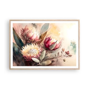 Pôster com moldura de carvalho claro - De perfil e de frente - 100x70 cm