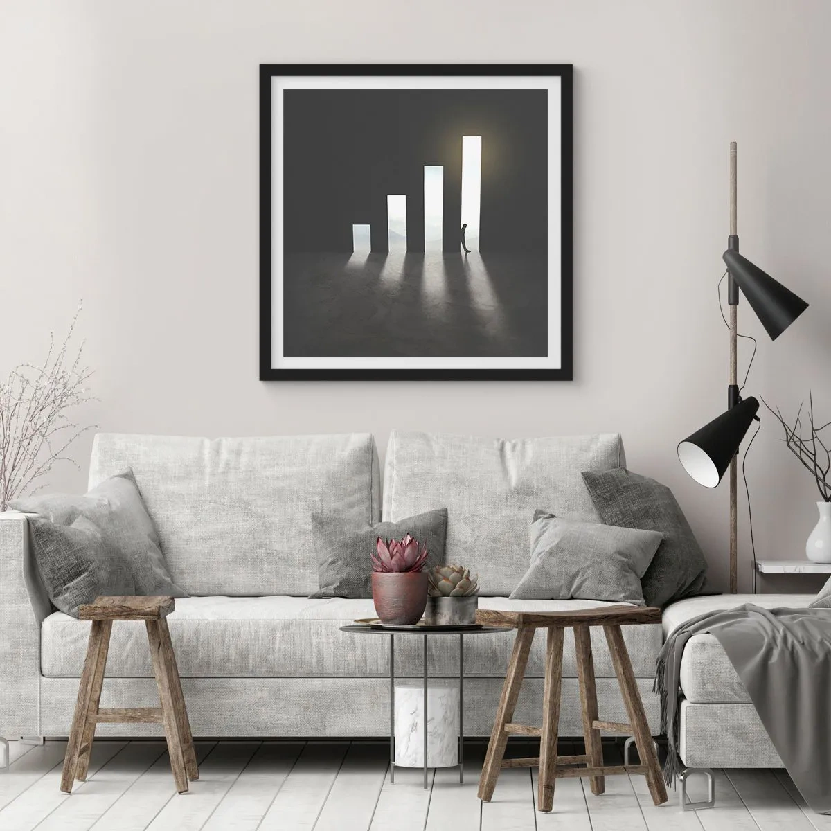 Pôster com moldura preta - Sucesso – impressão - 50x50 cm
