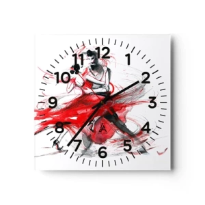Relógio de parede - Relógio em vidro - Tango - o ritmo da paixão - 30x30 cm