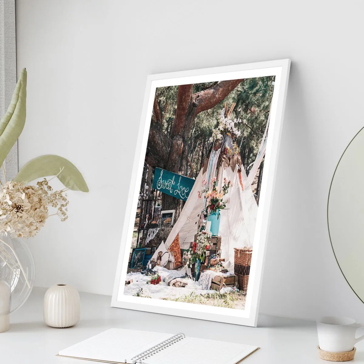 Pôster em moldura branca - Make love… - 40x50 cm