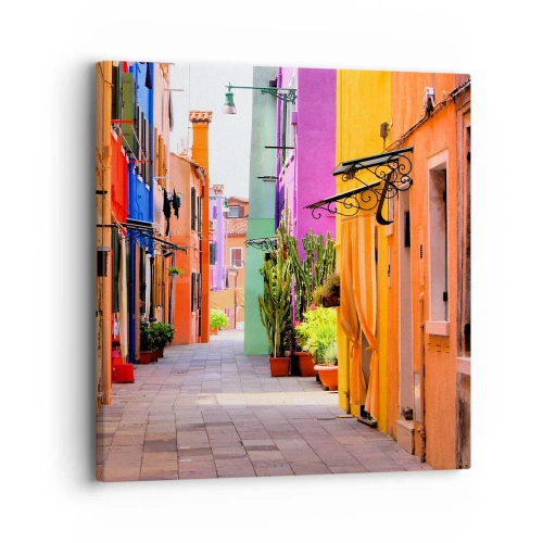 Quadro em tela - Beco arco-íris - 30x30 cm