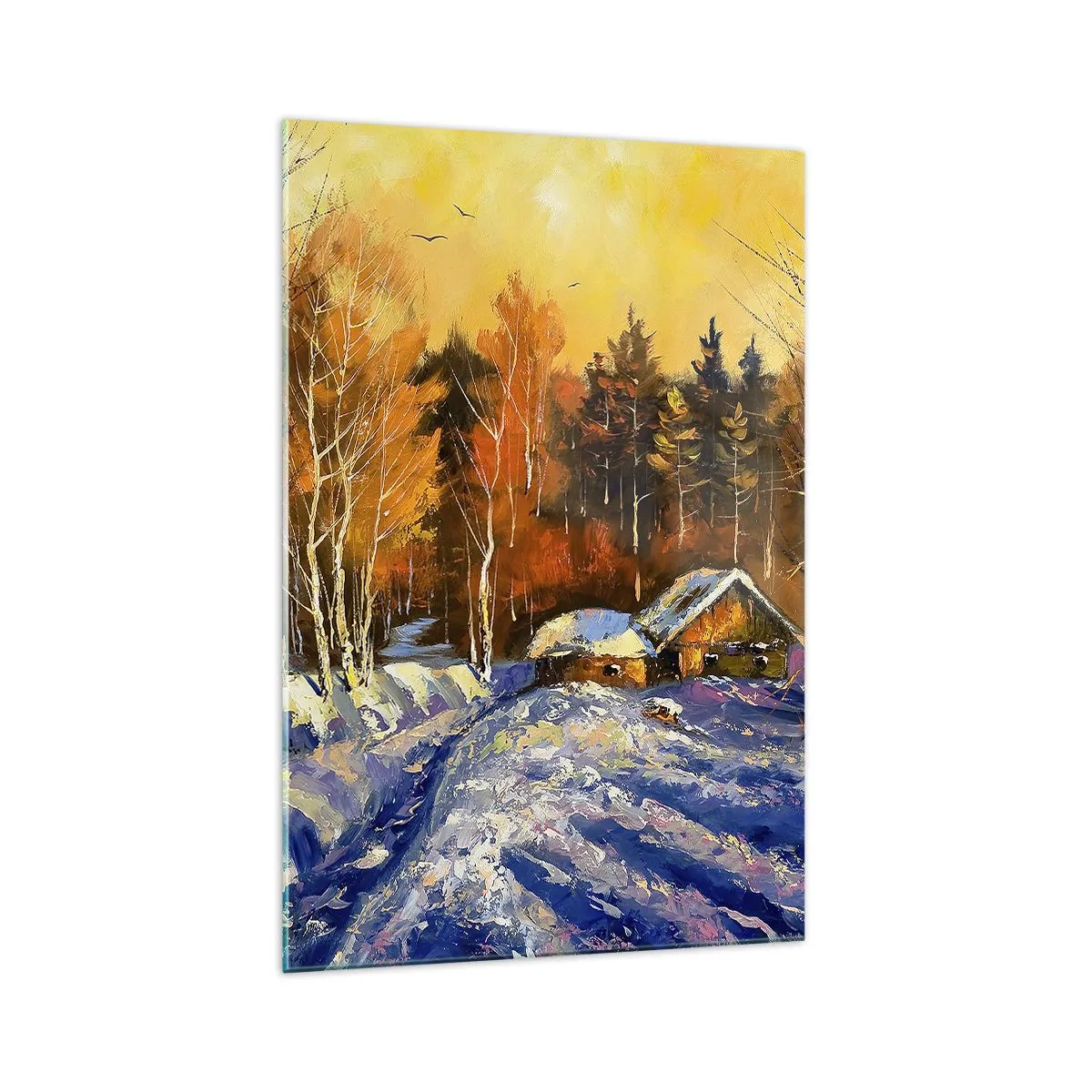 Quadro em vidro - Impressão de inverno ao sol - 70x100 cm