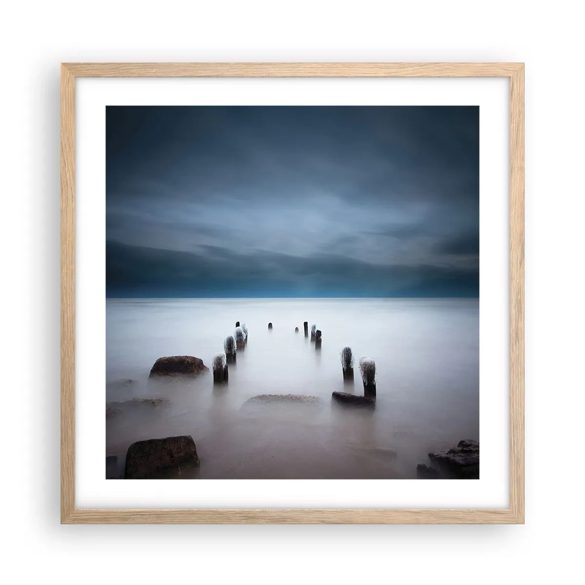 Pôster com moldura de carvalho claro - Lago pensativo - 50x50 cm