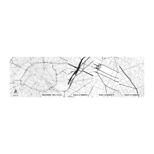 Amostra de papel de parede autocolante Deluxe Sticker - Flor de Paris - Cidade, Mapa da cidade, Paris - 100x30 cm