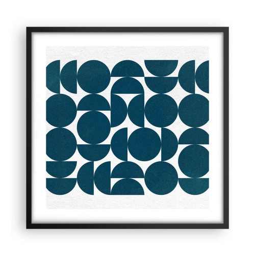 Pôster com moldura preta - Círculos e semicírculos - 50x50 cm