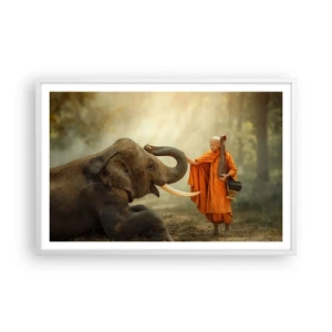 Pôster em moldura branca - Encontro na viagem - 91x61 cm