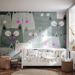 Papel de Parede Autocolante Deluxe Sticker - O mundo dos gatos - Para crianças, Gato, Animais - 100x70 cm